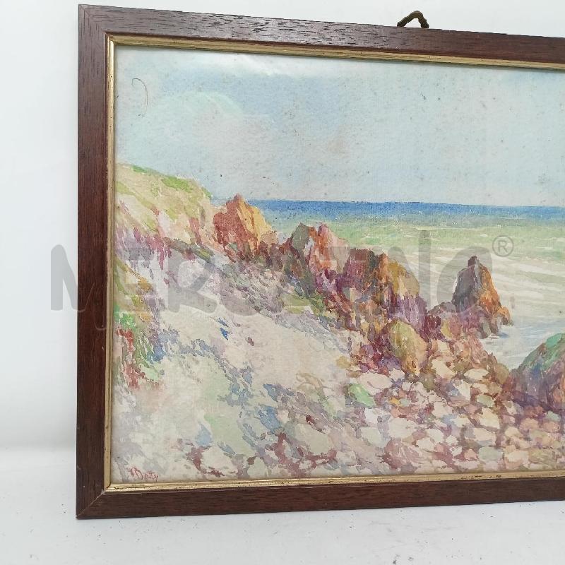 QUADRO ACQUERELLO SCOGLIERA MARE CORN LEGNIO | Mercatino dell'Usato Roma re di roma 4