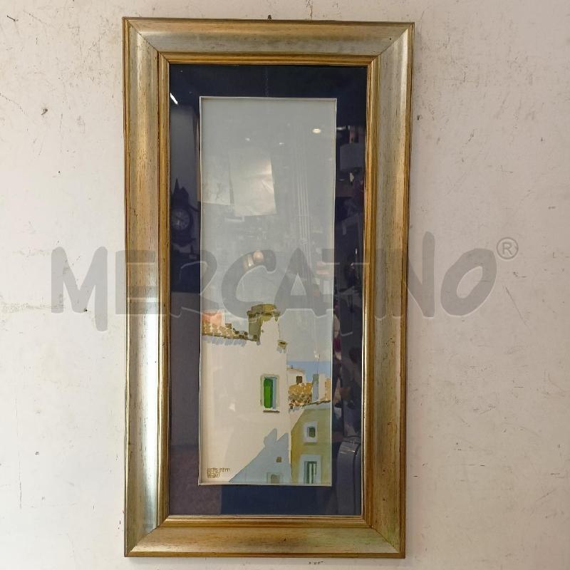 QUADRO ACQUERELLO SCORCIO CASE AL MARE CORN ARGENTAT | Mercatino dell'Usato Roma re di roma 1