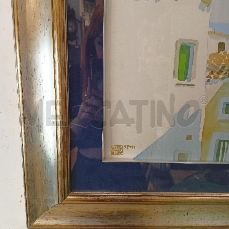 QUADRO ACQUERELLO SCORCIO CASE AL MARE CORN ARGENTAT | Mercatino dell'Usato Roma re di roma 2