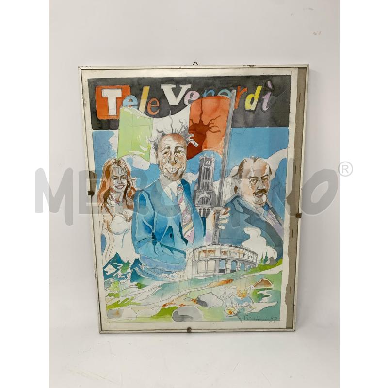 QUADRO ACQUERELLO TELE VENERDI CORN BIANCA | Mercatino dell'Usato Roma re di roma 1