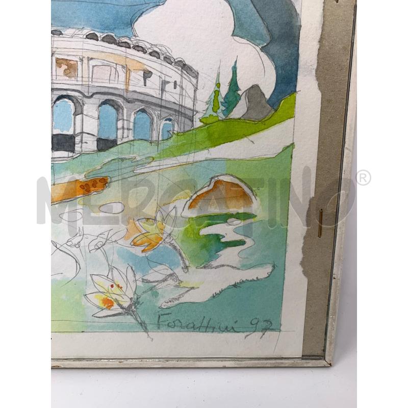 QUADRO ACQUERELLO TELE VENERDI CORN BIANCA | Mercatino dell'Usato Roma re di roma 2