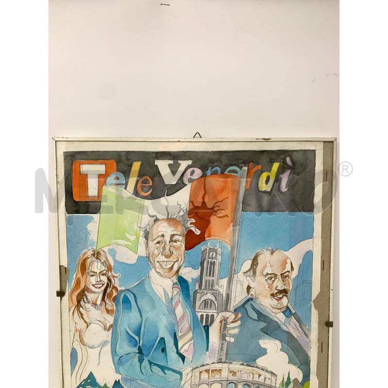 QUADRO ACQUERELLO TELE VENERDI CORN BIANCA | Mercatino dell'Usato Roma re di roma 3