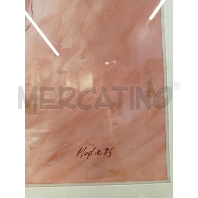 QUADRO ACQUERELLO TONI ARANCIONI 4 CAVALLI FORNTALI PASPARTU BIANCO  | Mercatino dell'Usato Roma re di roma 2