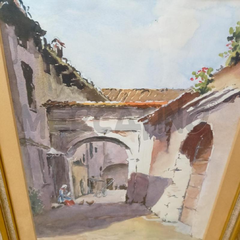 QUADRO ACQUERELLO VICOLO CASE CORN DORAT | Mercatino dell'Usato Roma re di roma 3
