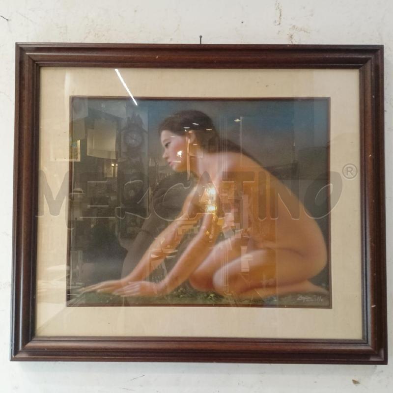 QUADRO AEROGRAFO DONNA NUDA ACCOVACCIATA CORN LEGNO | Mercatino dell'Usato Roma re di roma 1