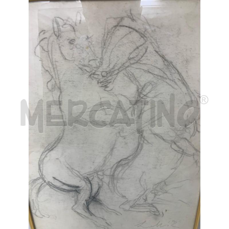 QUADRO BOZZETTO DISEGNO CAVALLI CORNICE DORATA ARG | Mercatino dell'Usato Roma re di roma 2