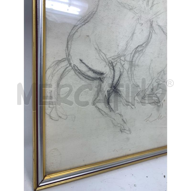 QUADRO BOZZETTO DISEGNO CAVALLI CORNICE DORATA ARG | Mercatino dell'Usato Roma re di roma 3