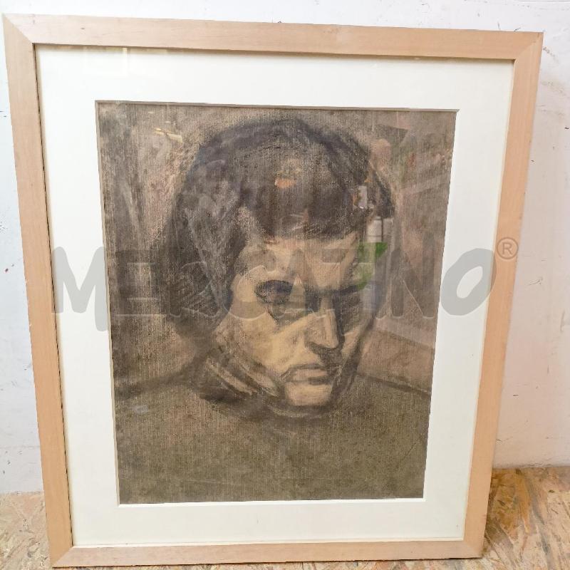 QUADRO CARBONCINO RITRATTO UOMO CORN LEGNO | Mercatino dell'Usato Roma re di roma 1