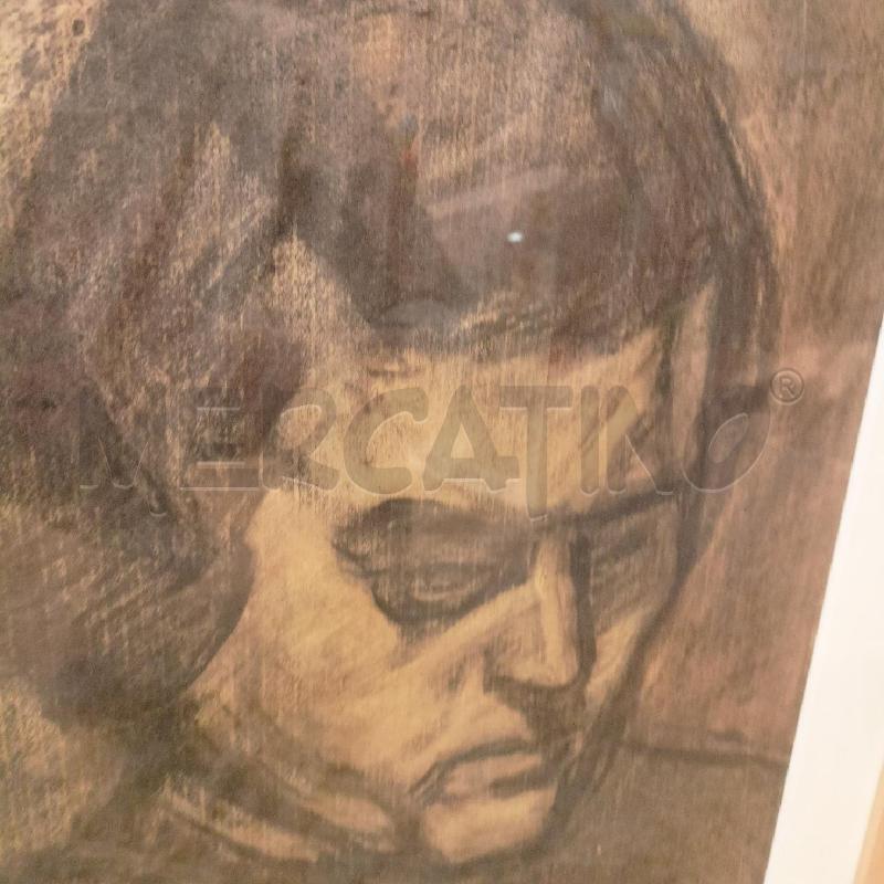 QUADRO CARBONCINO RITRATTO UOMO CORN LEGNO | Mercatino dell'Usato Roma re di roma 4