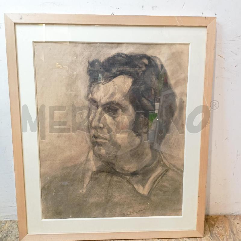 QUADRO CARBONCINO RITRATTO UOMO CORN LEGNO | Mercatino dell'Usato Roma re di roma 1