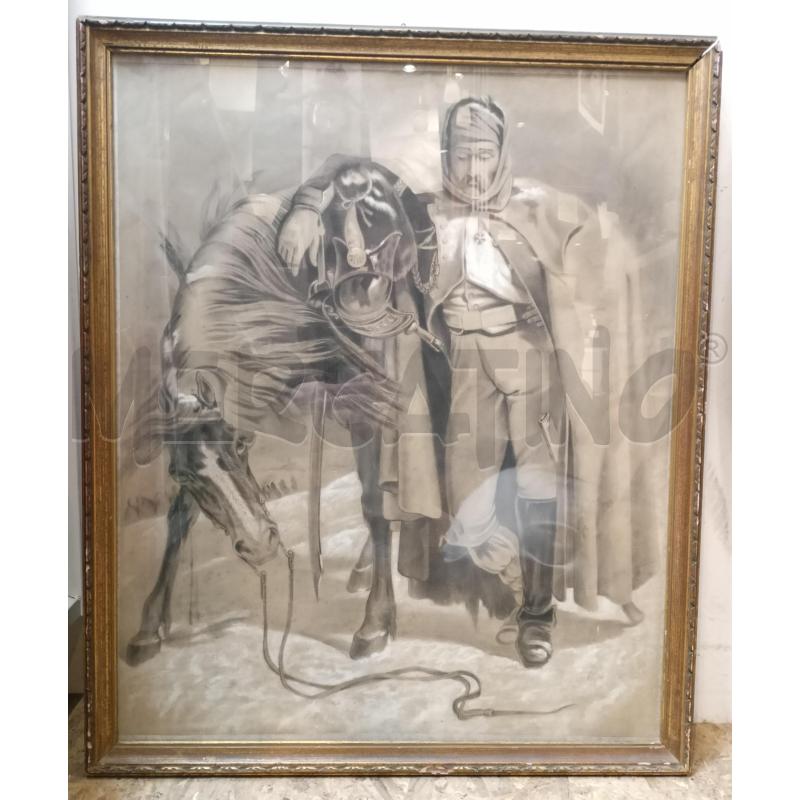 QUADRO CARBONCINO SOLDATO NAPOLEONICO CORN DORAT | Mercatino dell'Usato Roma re di roma 1