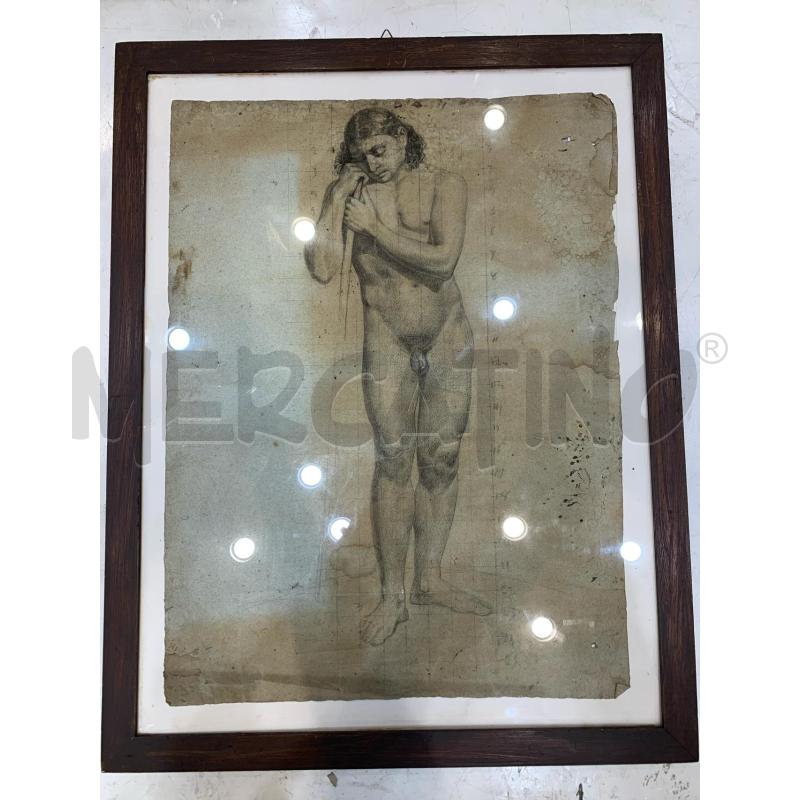 QUADRO CARBONCINO STUDIO ANATOMICO RAGAZZO CORN LEGNO EPOCA | Mercatino dell'Usato Roma re di roma 1