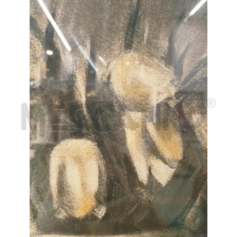 QUADRO CARBONCINO TAZZA FIORI BIANCHI CORN LEGNO | Mercatino dell'Usato Roma re di roma 4