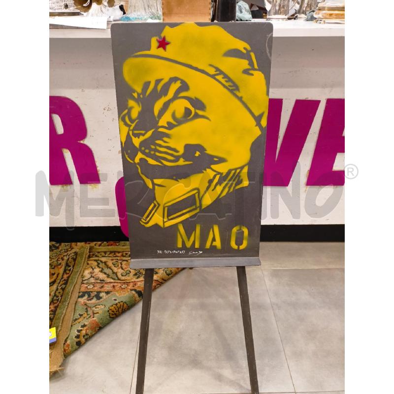 QUADRO CAVALLETTO METALLO MAO STENCIL GRIGIO GIALLO  | Mercatino dell'Usato Roma re di roma 1