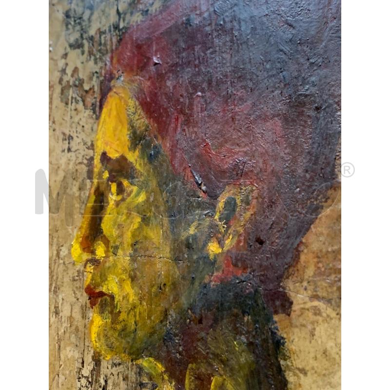 QUADRO DIPINTO SU PIETRA VOLTO DONNA TESTA ROSSA  | Mercatino dell'Usato Roma re di roma 5