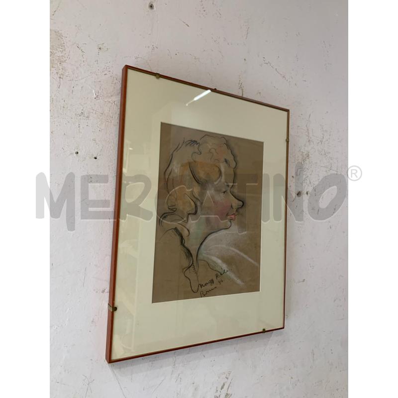 QUADRO DISEGNO SU SPOLVERO CARICATURA VOLTO DONNA | Mercatino dell'Usato Roma re di roma 1