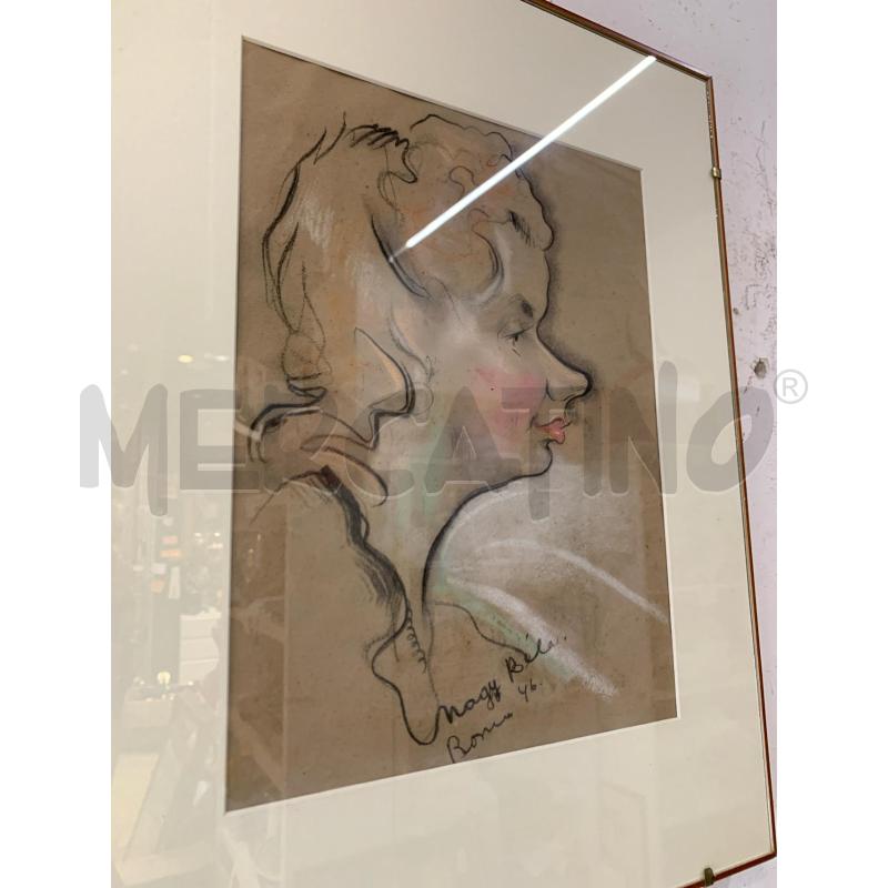 QUADRO DISEGNO SU SPOLVERO CARICATURA VOLTO DONNA | Mercatino dell'Usato Roma re di roma 2