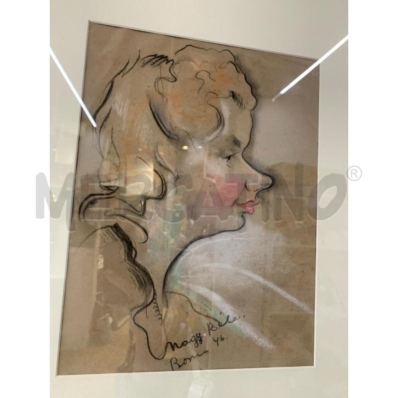 QUADRO DISEGNO SU SPOLVERO CARICATURA VOLTO DONNA | Mercatino dell'Usato Roma re di roma 4