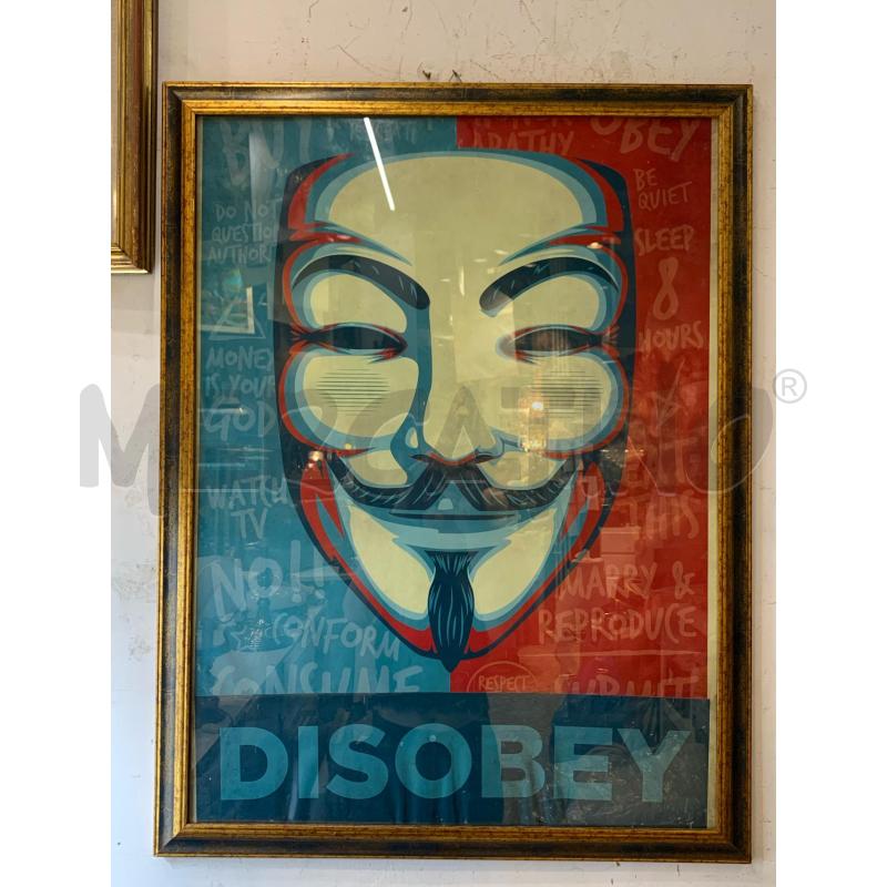 QUADRO DISOBEY STAMPA CORNICE LEGNO ORO BLU  | Mercatino dell'Usato Roma re di roma 1