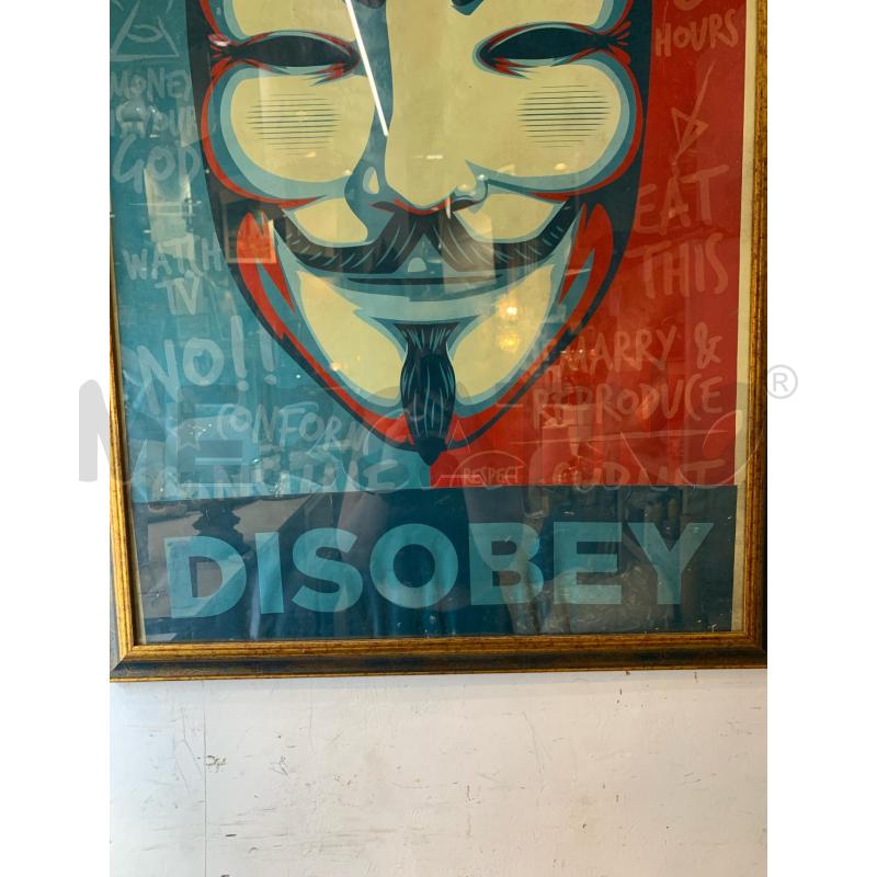 QUADRO DISOBEY STAMPA CORNICE LEGNO ORO BLU  | Mercatino dell'Usato Roma re di roma 2