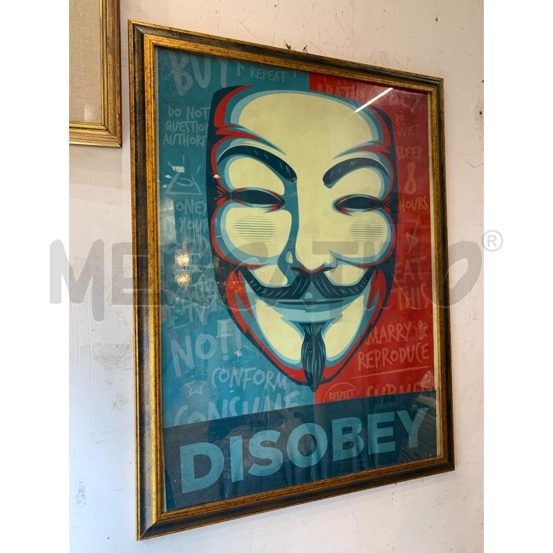 QUADRO DISOBEY STAMPA CORNICE LEGNO ORO BLU  | Mercatino dell'Usato Roma re di roma 4