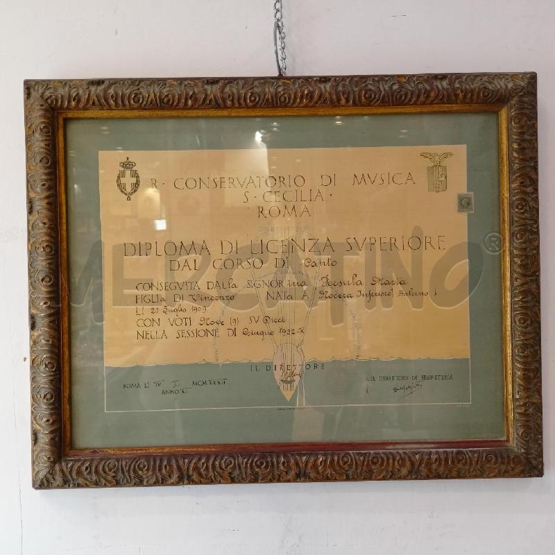 QUADRO DOCUMENTO DIPLOMA DI LICENZA SUPERIORE CANTO FERSULA MARIA  | Mercatino dell'Usato Roma re di roma 1