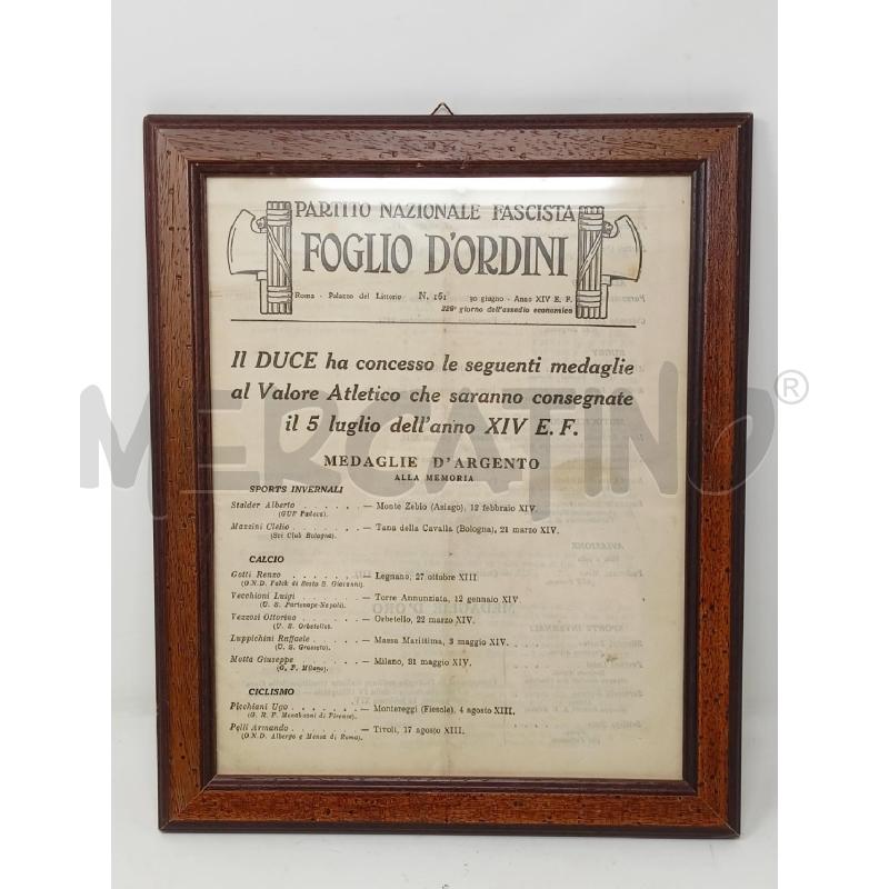 QUADRO FOGLIO D ORDINI PARTITO NAZIONALE CORN LEGNO | Mercatino dell'Usato Roma re di roma 1