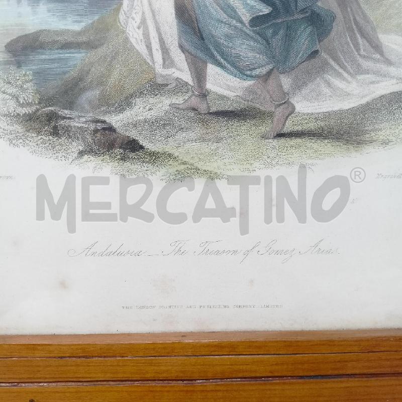 QUADRO INCISIONE ACQUERELLATA DONNA BAMBI VELO ABITO VIOLA CORNICE LEGNO  | Mercatino dell'Usato Roma re di roma 2