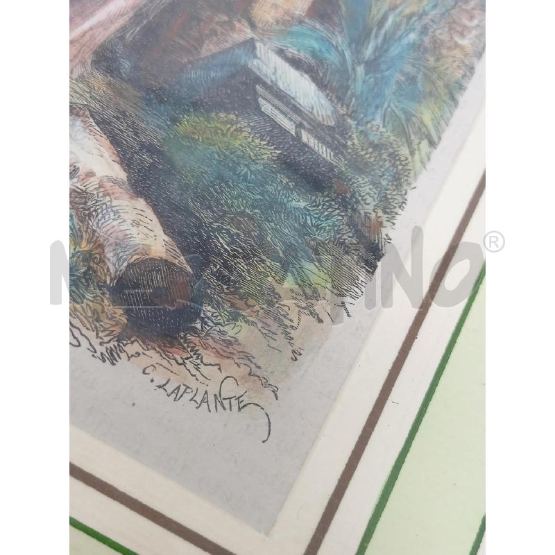 QUADRO INCISIONE NINFA ABITO AZZURRO FONTANA EGERIA CORNICE LEGNO DORATA | Mercatino dell'Usato Roma re di roma 5