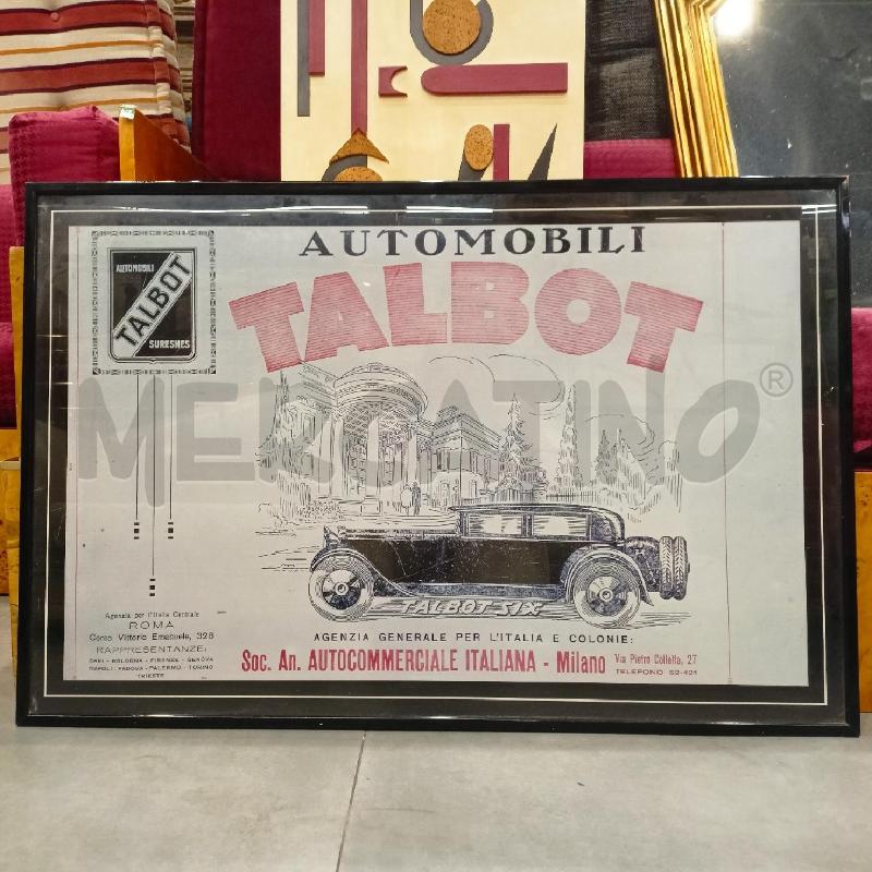 QUADRO LAMIERA STAMPA TALBOT AUTOMOBILI  | Mercatino dell'Usato Roma re di roma 1