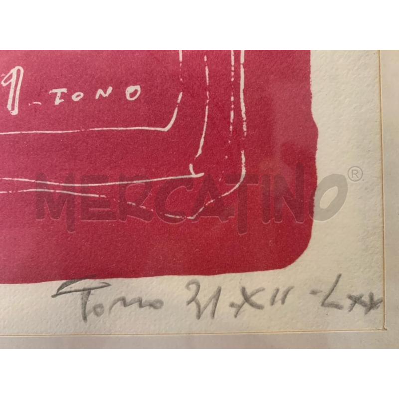 QUADRO LITOGRAFIA 3 DONNE SFONDO ROSSO AUGURI BUON 1971 | Mercatino dell'Usato Roma re di roma 3