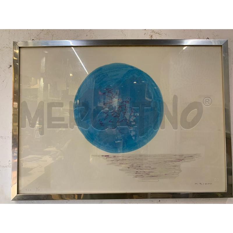 QUADRO LITOGRAFIA CERCHIO AZZURRO DEC VIOLA CORNICE BIANCA  | Mercatino dell'Usato Roma re di roma 1