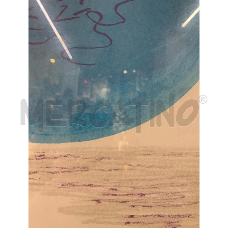 QUADRO LITOGRAFIA CERCHIO AZZURRO DEC VIOLA CORNICE BIANCA  | Mercatino dell'Usato Roma re di roma 3
