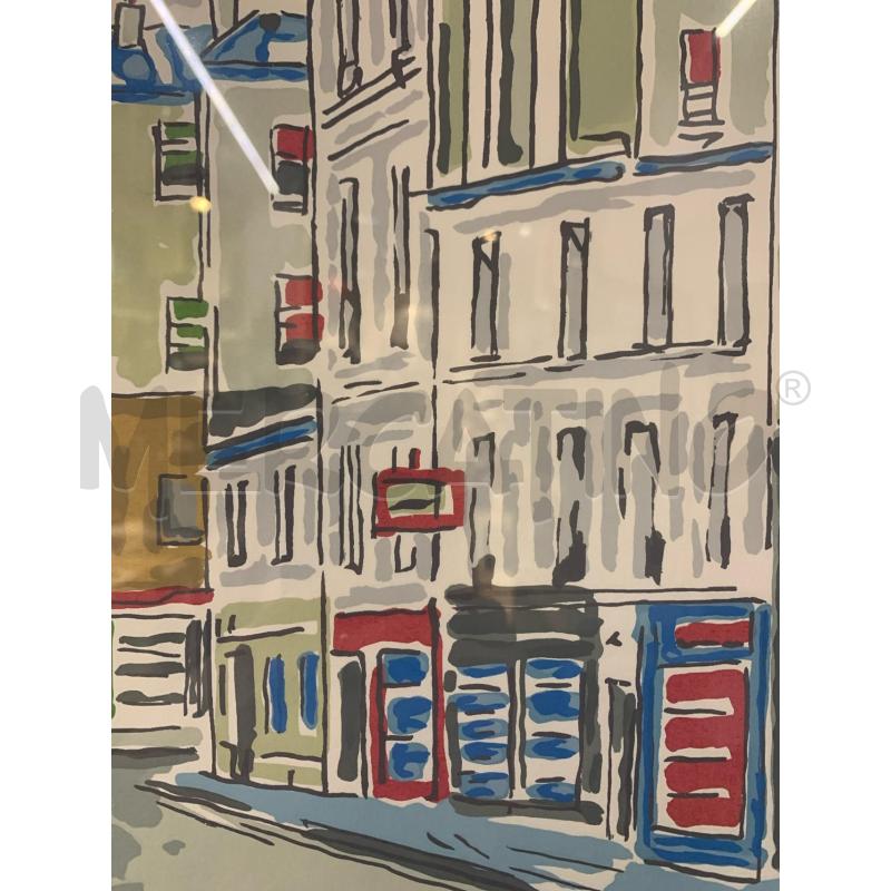 QUADRO LITOGRAFIA PALAZZI STRADE GRIGIA DEC AZZUTTI CORNICE METALLO SILVER  | Mercatino dell'Usato Roma re di roma 4
