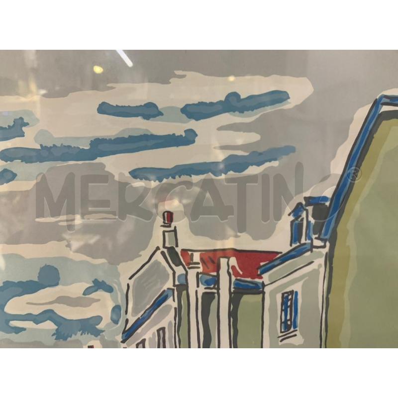 QUADRO LITOGRAFIA PALAZZI STRADE GRIGIA DEC AZZUTTI CORNICE METALLO SILVER  | Mercatino dell'Usato Roma re di roma 5