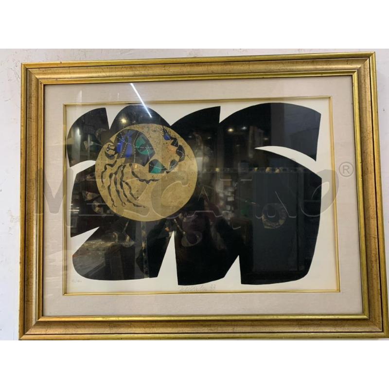 QUADRO LITOGRAFIA SFONDO NERO CERCHIO DORATO SCORPIONE | Mercatino dell'Usato Roma re di roma 1