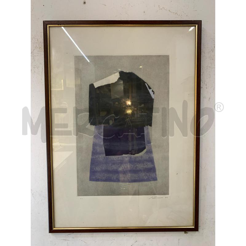 QUADRO LITO PA ASTRATTO DEC NERI VIOLA BASE GRIGIA | Mercatino dell'Usato Roma re di roma 1