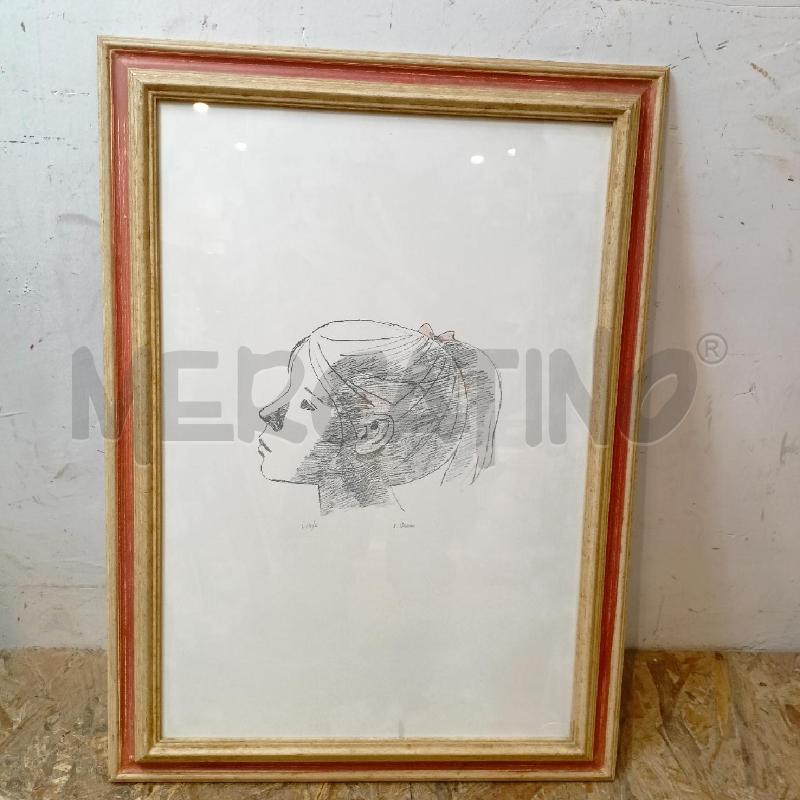 QUADRO LITO PROIFILO RAGAZZA CORN ROSSO CHIAR | Mercatino dell'Usato Roma re di roma 1
