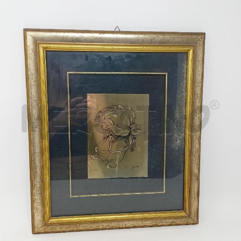 QUADRO LITO SU METALLO ROSE DORATO PAS NERO  | Mercatino dell'Usato Roma re di roma 1