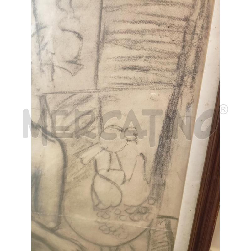 QUADRO MATITA RAGAZZO SEDUTO CORN LEGNO | Mercatino dell'Usato Roma re di roma 1