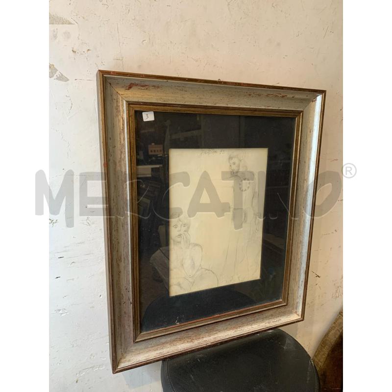 QUADRO MATITA SU CARTA UOMO NUDO DONNA  PASS NERO CORNICE LEGNO SILVER | Mercatino dell'Usato Roma re di roma 4