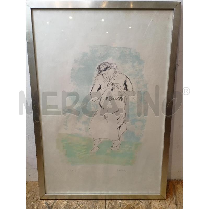 QUADRO MULTIPLO DONNA CHE RICAMA OMICCIOLI CORN METALLO | Mercatino dell'Usato Roma re di roma 1