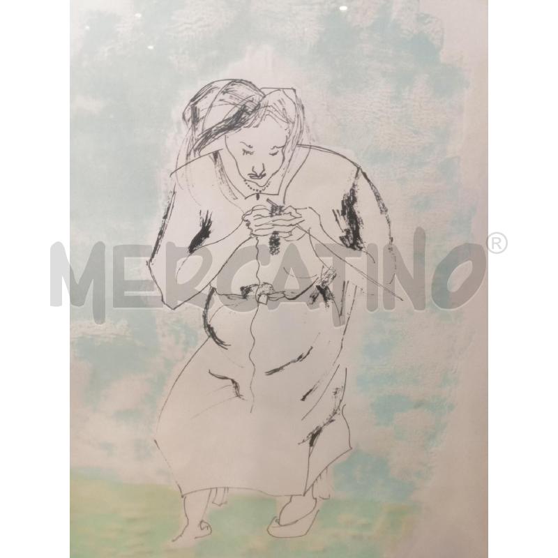 QUADRO MULTIPLO DONNA CHE RICAMA OMICCIOLI CORN METALLO | Mercatino dell'Usato Roma re di roma 2