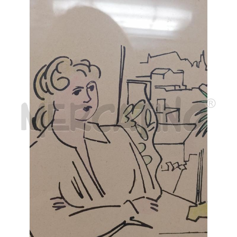 QUADRO MULTIPLO DONNA SEDUTA SCRIVANIA FINESTRA PALME CORN LEGNO  | Mercatino dell'Usato Roma re di roma 5