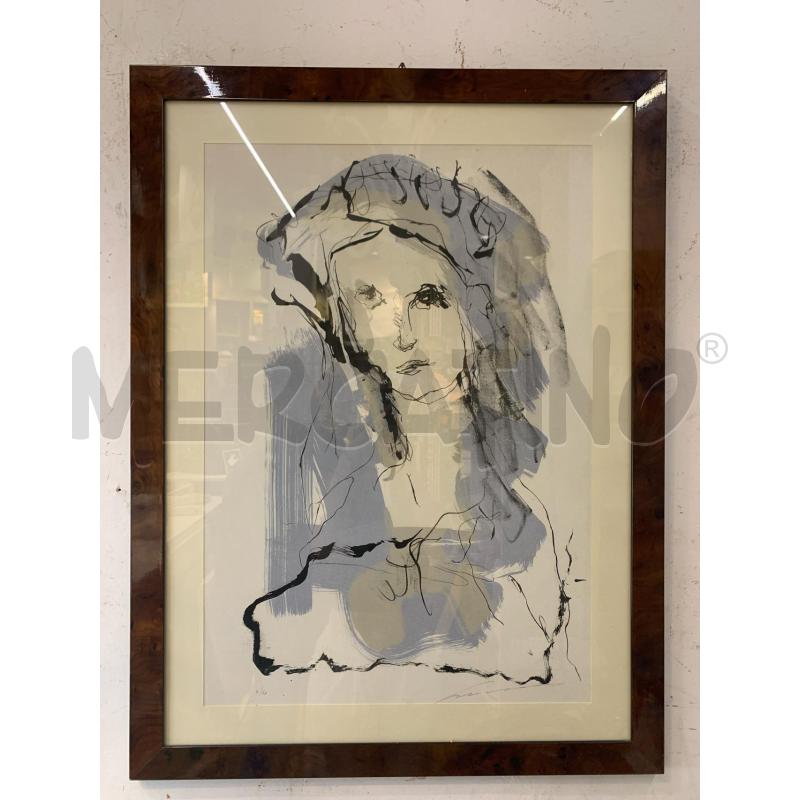 QUADRO MULTIPLO LITOGRAFIA VOLTO TONI AZZURRI GRIGI  | Mercatino dell'Usato Roma re di roma 1