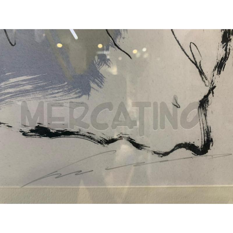 QUADRO MULTIPLO LITOGRAFIA VOLTO TONI AZZURRI GRIGI  | Mercatino dell'Usato Roma re di roma 4
