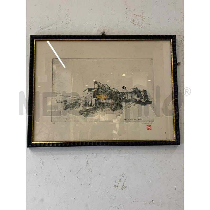 QUADRO MULTIPLO SCORCIO CASALE BRUCIATO CORNICE NERA | Mercatino dell'Usato Roma re di roma 1