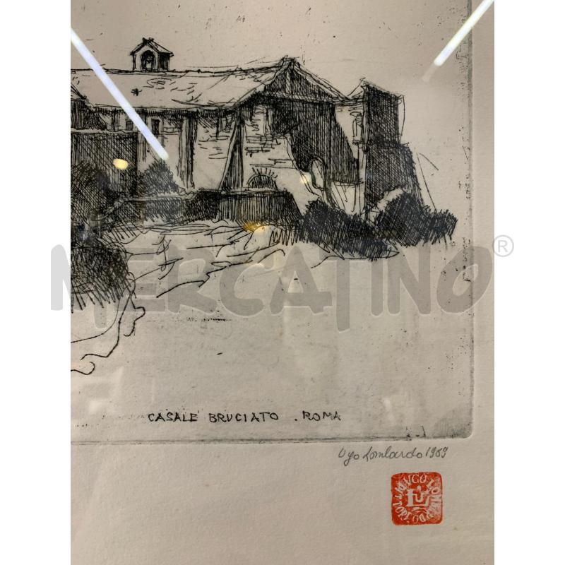 QUADRO MULTIPLO SCORCIO CASALE BRUCIATO CORNICE NERA | Mercatino dell'Usato Roma re di roma 2