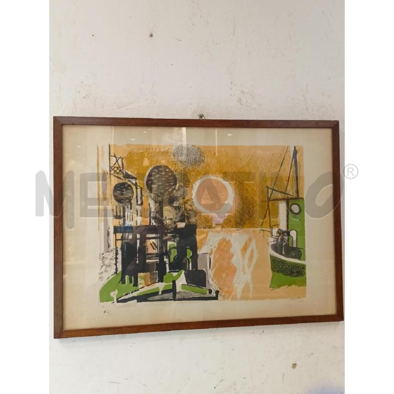 QUADRO MULTIPLO SOLE BARCA VERDE CORNICE LEGNO | Mercatino dell'Usato Roma re di roma 1