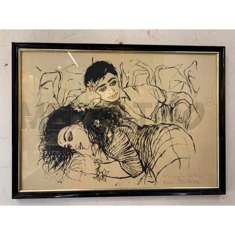 QUADRO MULTIPLO  DUE AMANTI FIORI CORN NERA | Mercatino dell'Usato Roma re di roma 1